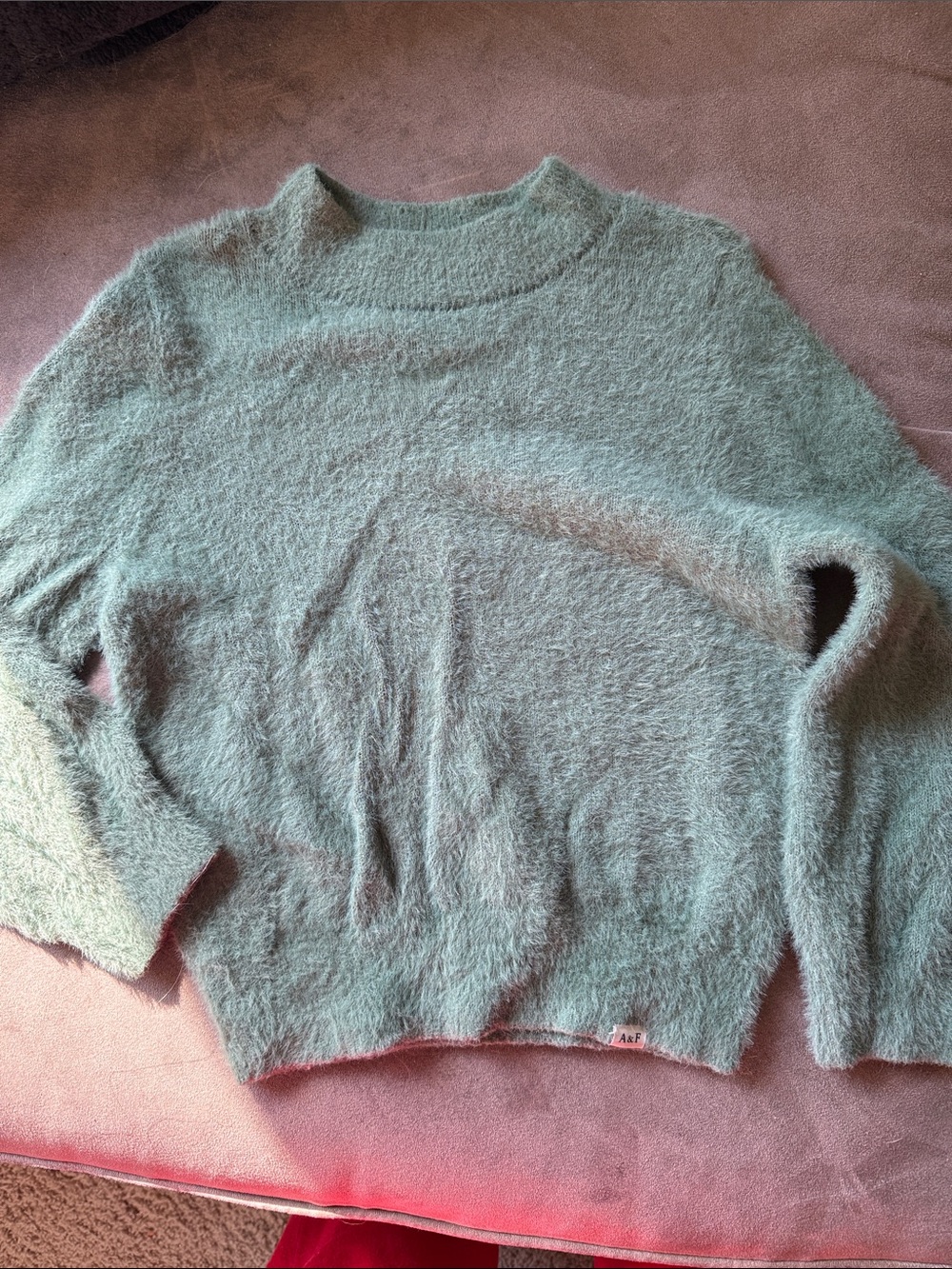 abercrombie kids fuzzy crewneck sweater in green